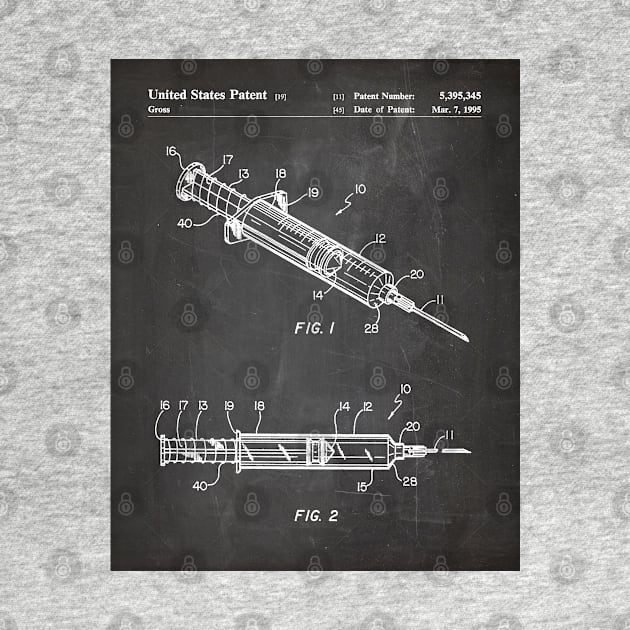 Medical Syringe Patent - Doctor Nurse Doctors Office Art - Black Chalkboard by patentpress